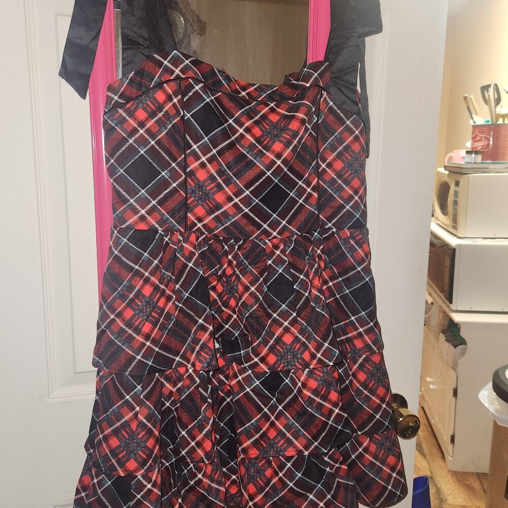 Red plaid mini dress
